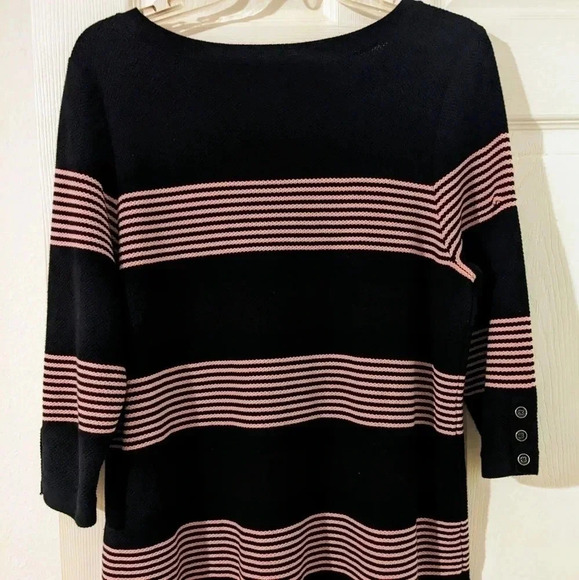 Talbots Pink Striped Navy Blue 3/4 Sleeve‎ Knit Top Tunic 2X Petite - Picture 3 of 5